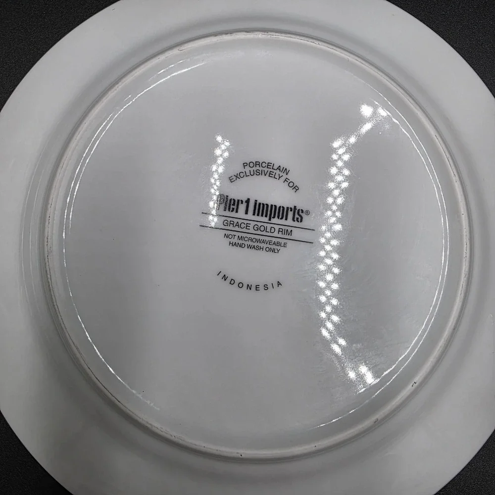 Pier 1 Imports Grace Gold Rim Porcelain Appetizer Plates Set of 2 White 8 Inch